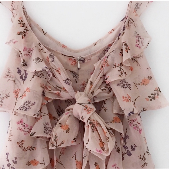 Rebecca Minkoff Alexis peach blush floral tiered ruffled top size medium - Picture 8 of 11